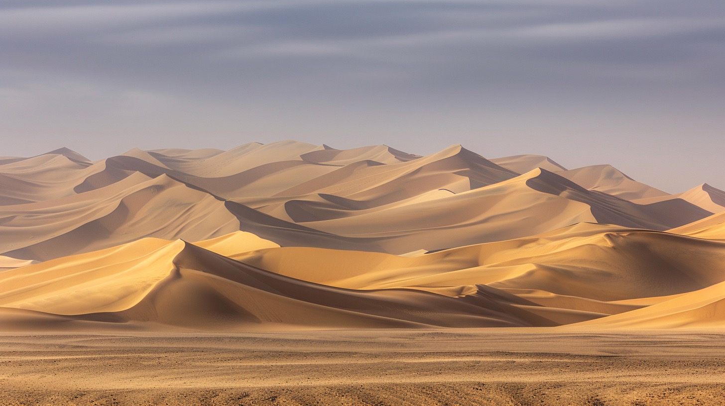 Sunlit desert dunes
